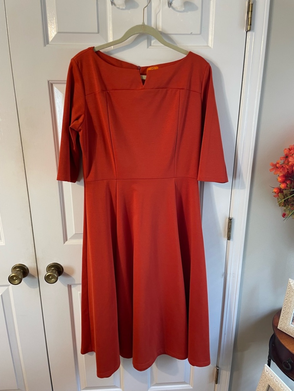 Orange/Rust A-Line Women's Dress - Elegant Fit and Flare and Size 16. EUC